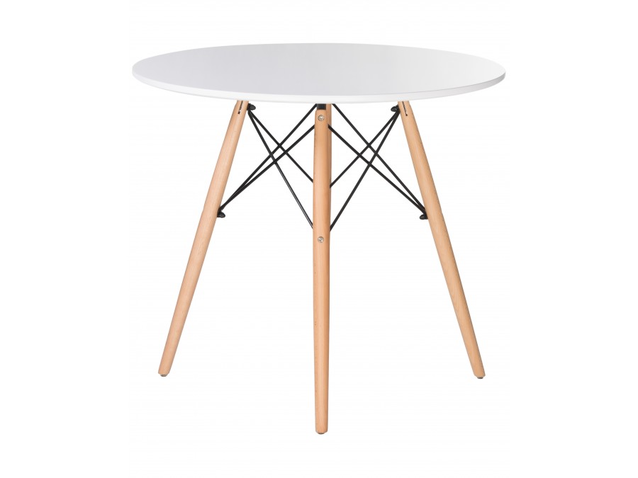 Стол обеденный DOBRIN CHELSEA`80, ножки светлый бук, столешница белая