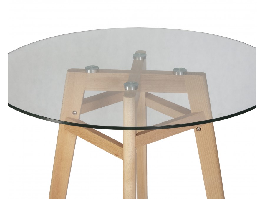 Стол обеденный DOBRIN HENRY`90 GLASS, столешница стекло, деревянное основание