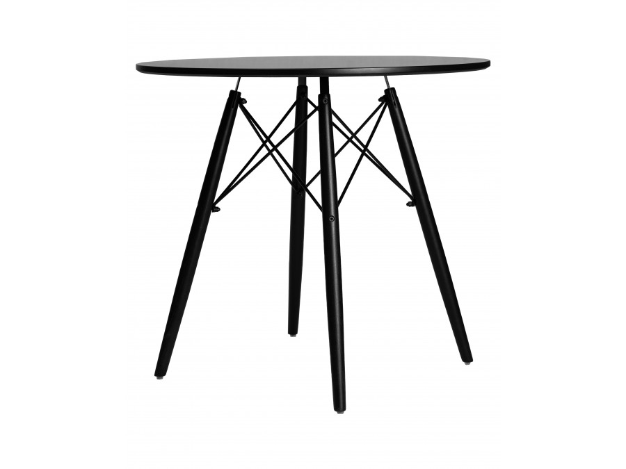Стол обеденный DOBRIN CHELSEA`80 BLACK, столешница черная, основание черное