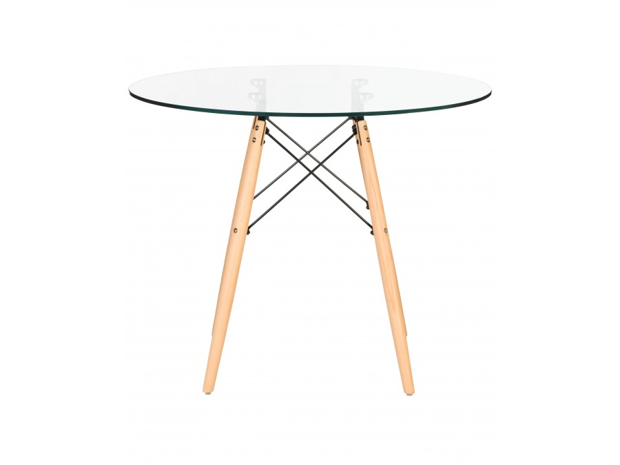 Стол обеденный DOBRIN CHELSEA`90 GLASS, ножки светлый бук, столешница стекло