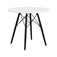 Стол обеденный DOBRIN CHELSEA`80 BLACK, столешница белая, основание черное