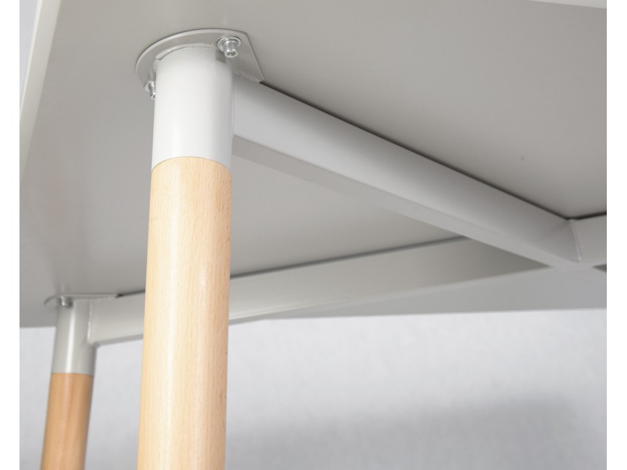 Стол обеденный DOBRIN SERRA WIDE, ножки светлый бук, столешница светло-серая