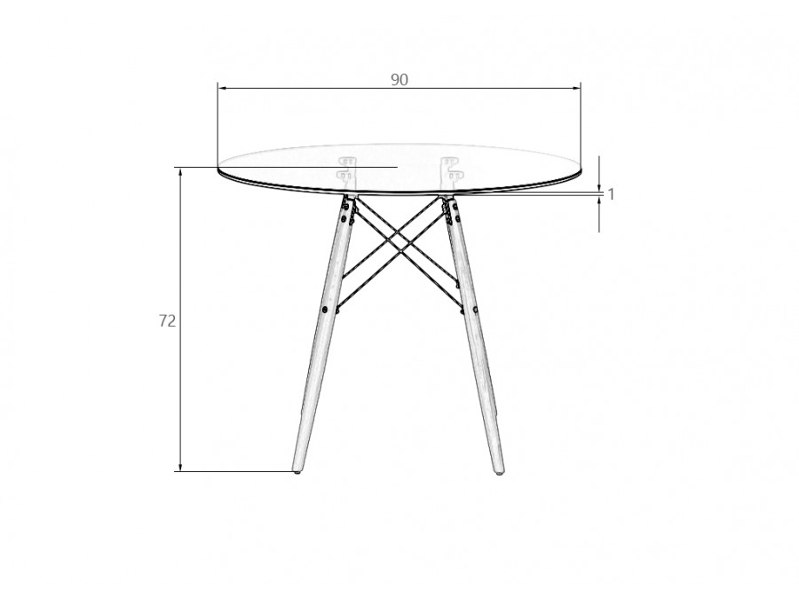 Стол обеденный DOBRIN CHELSEA`90 GLASS, ножки светлый бук, столешница стекло