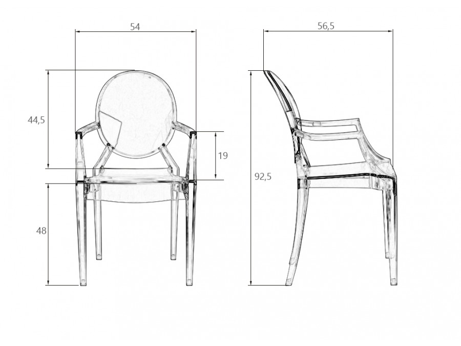 Стул обеденный DOBRIN LOUIS GHOST, цвет прозрачный
