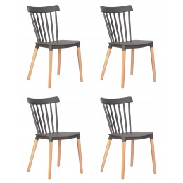 Набор 4 шт Стул обеденный DOBRIN THEO, ножки светлый бук, цвет темно-серый (GR-04)