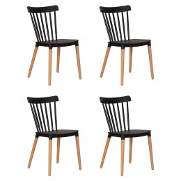 Набор 4 шт Стул обеденный DOBRIN THEO, ножки светлый бук, цвет черный (B-03)