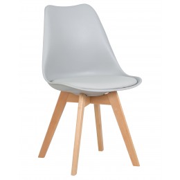 Стул обеденный DOBRIN JERRY SOFT, ножки светлый бук, цвет сиденья светло-серый (GR-01)