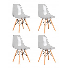 Набор 4 шт Стул обеденный DOBRIN DSW CASPER, ножки светлый бук, цвет прозрачный