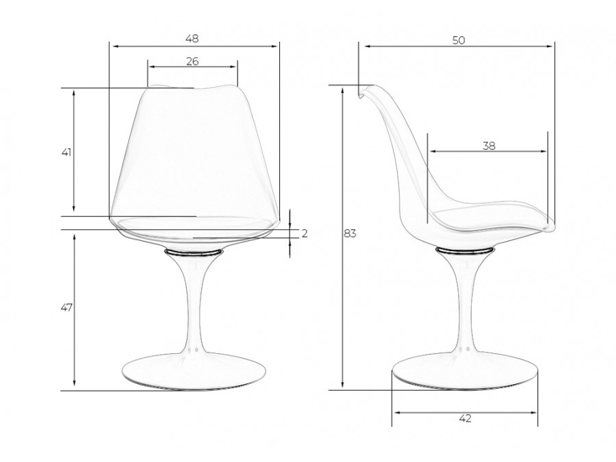Стул обеденный DOBRIN TULIP, черное основание, цвет черный (B-03)