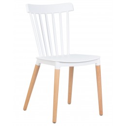 Стул обеденный DOBRIN THEO, ножки светлый бук, цвет белый (W-02)