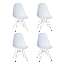 Набор 4 шт Стул обеденный DOBRIN DSR, ножки хром, цвет белый (W-02)