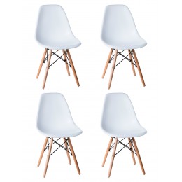 Набор 4 шт Стул обеденный DOBRIN DSW, ножки светлый бук, цвет белый (W-02)