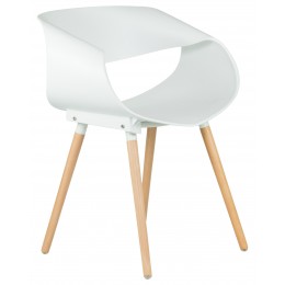 Стул обеденный DOBRIN ALIEN, ножки светлый бук, цвет белый (W-02)