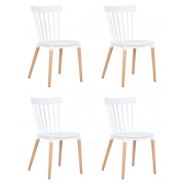 Набор 4 шт Стул обеденный DOBRIN THEO, ножки светлый бук, цвет белый (W-02)