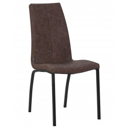 Стул обеденный DOBRIN MARK, черные ножки, коричневая винтажная экокожа (RU-05)