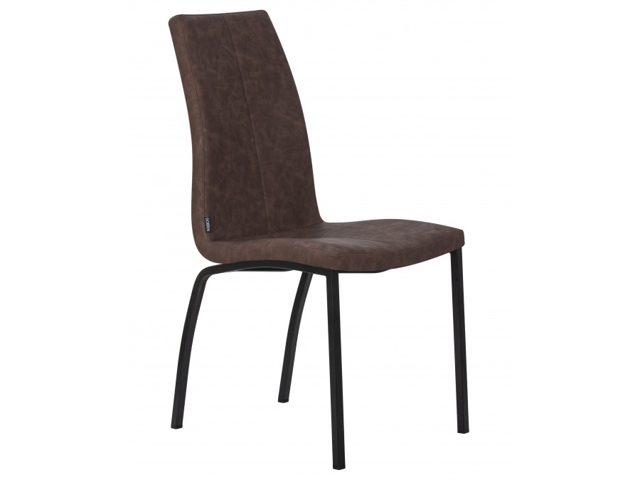 Стул обеденный DOBRIN MARK, черные ножки, коричневая винтажная экокожа (RU-05)