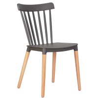 Стул обеденный DOBRIN THEO, ножки светлый бук, цвет темно-серый (GR-04)