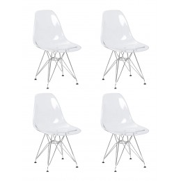 Набор 4 шт Стул обеденный DOBRIN DSR CASPER, ножки хром, цвет прозрачный