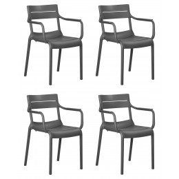 Набор 4 шт Стул обеденный DOBRIN TIM ARM, темно-серый (GR-04)