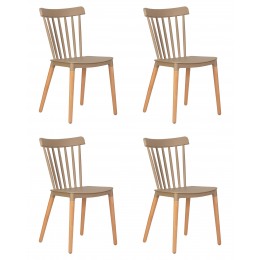 Набор 4 шт Стул обеденный DOBRIN THEO, ножки светлый бук, цвет бежевый (GR-03)