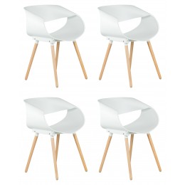 Набор 4 шт Стул обеденный DOBRIN ALIEN, ножки светлый бук, цвет белый (W-02)