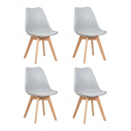 Набор 4 шт Стул обеденный DOBRIN JERRY SOFT, ножки светлый бук, цвет сиденья светло-серый (GR-01)