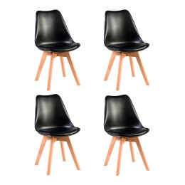 Набор 4 шт Стул обеденный DOBRIN JERRY SOFT, ножки светлый бук, цвет сиденья чёрный (B-03)