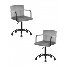 Набор 2 шт Офисное кресло для персонала DOBRIN TERRY BLACK, серый велюр (MJ9-75)