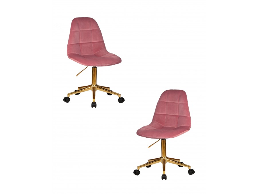 Набор 2 шт Офисное кресло для персонала DOBRIN MONTY GOLD, розовый велюр (MJ9-32)
