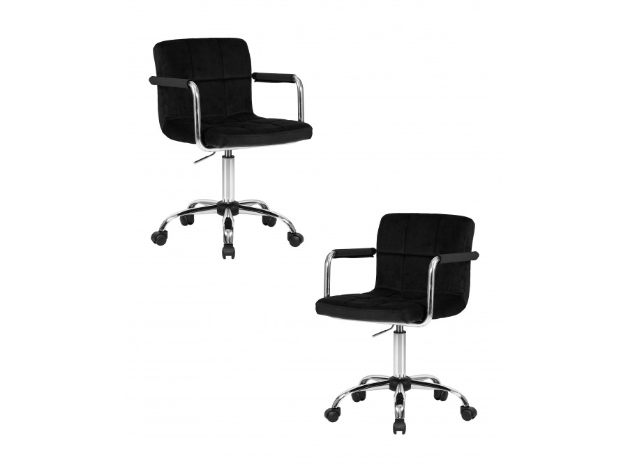Набор 2 шт Офисное кресло для персонала DOBRIN TERRY, черный велюр (MJ9-101)
