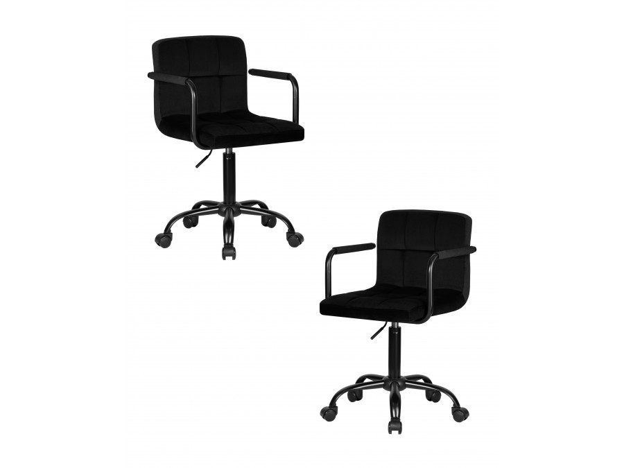 Набор 2 шт Офисное кресло для персонала DOBRIN TERRY BLACK, черный велюр (MJ9-101)