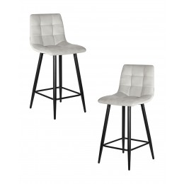 Набор 2 шт Стул полубарный DOBRIN OLIVIA, черные матовые ножки, светло-серый велюр (108-52)