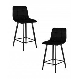 Набор 2 шт Стул полубарный DOBRIN OLIVIA, черные матовые ножки, черный велюр (108-77)