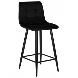 Стул полубарный DOBRIN OLIVIA, черные матовые ножки, черный велюр (108-77)