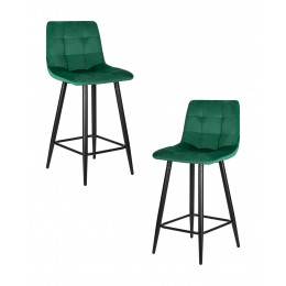 Набор 2 шт Стул полубарный DOBRIN OLIVIA, черные матовые ножки, зелёный велюр (108-64)