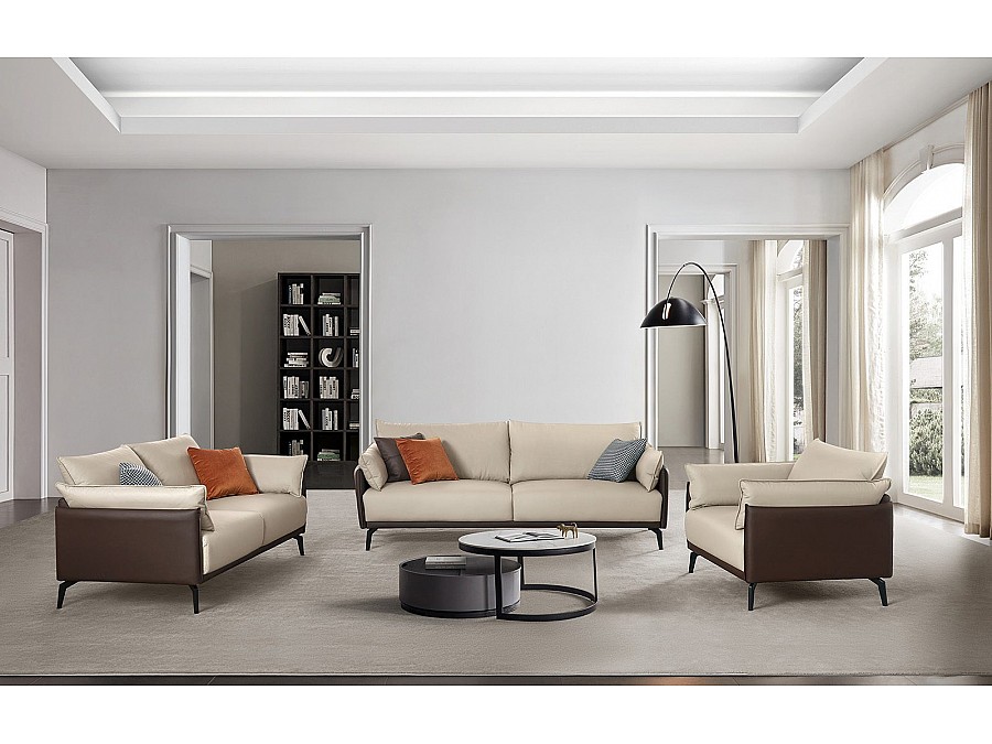 Диван ELEGANTE NAPPA SF015 (3-х местный)  бежевый 6615-коричневый