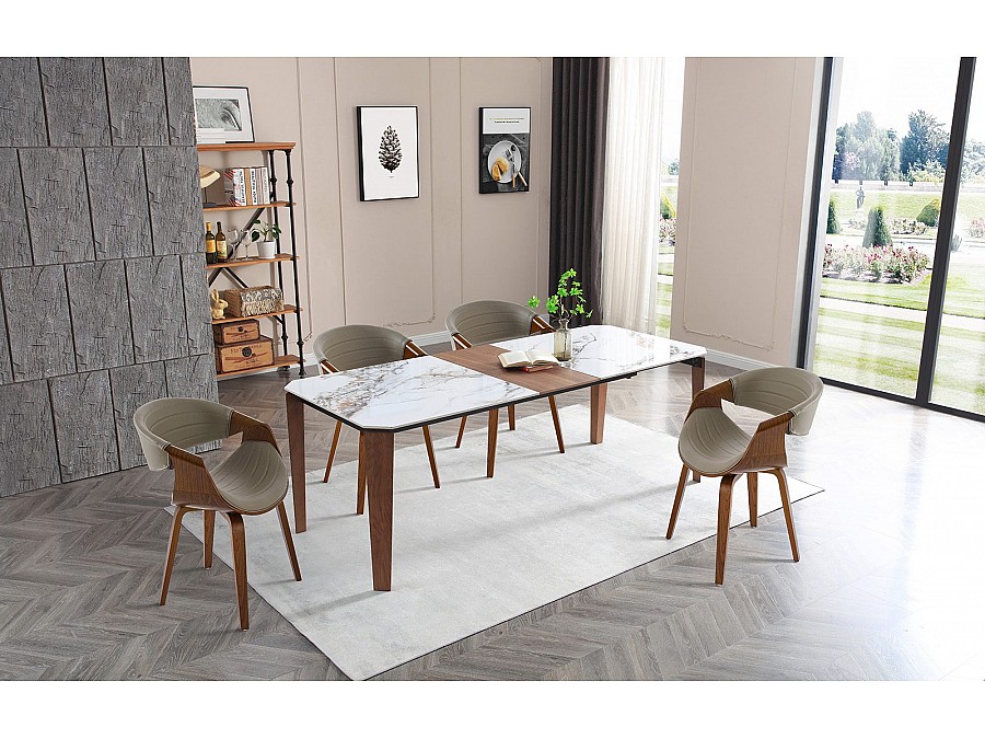 Стол DT8843CW (180) белый мрамор  керамика