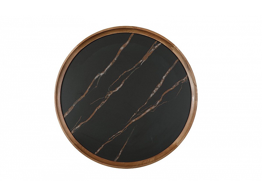 Стол журнальный CT3059 (D60) черная керамика/орех