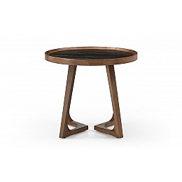 Стол журнальный CT3059 (D60) черная керамика/орех