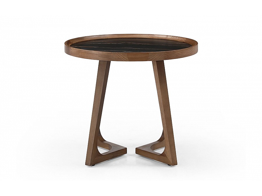 Стол журнальный CT3059 (D60) черная керамика/орех