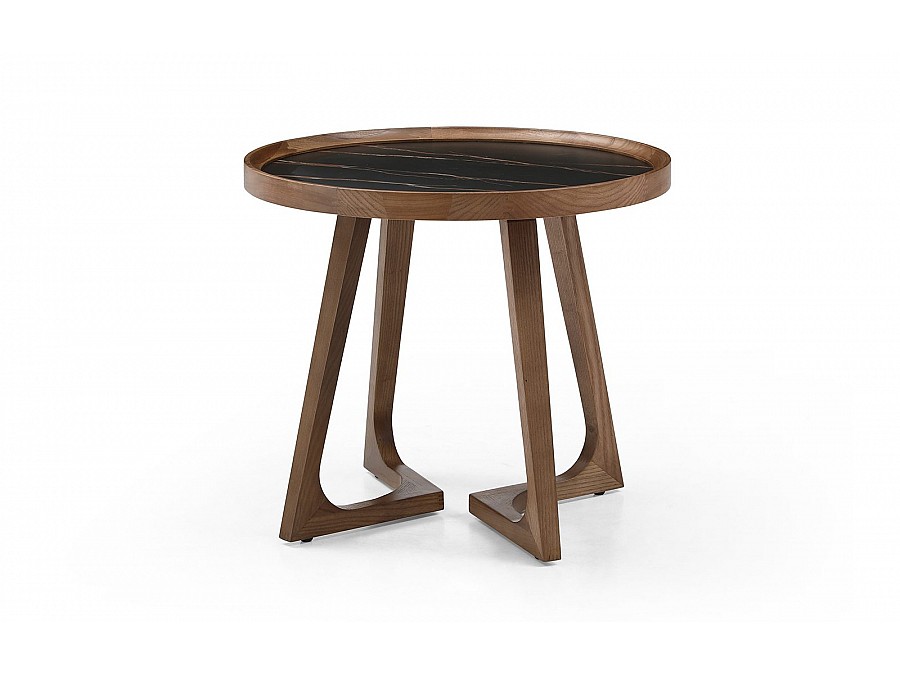 Стол журнальный CT3059 (D60) черная керамика/орех
