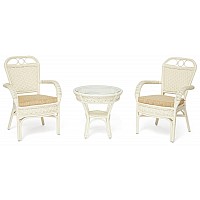 Комплект террасный ANDREA (стол кофейный со стеклом + 2 кресла + подушки)