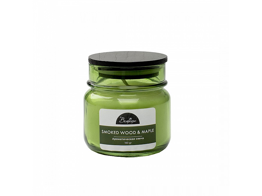 Ароматическая свеча SMOKED WOOD & MAPLE в стекле, Д75 Ш75 В75