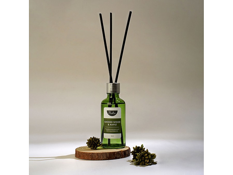 Парфюмированный аромадиффузор SMOKED WOOD & MAPLE 50 мл., Д35 Ш35 В260