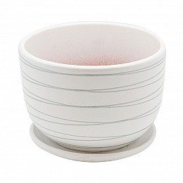 Керамический горшок с подставкой, 1,05л., Д143 Ш143 В105, белый