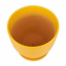 Керамический горшок с подставкой, 4,7л., Д210 Ш210 В200, желтый