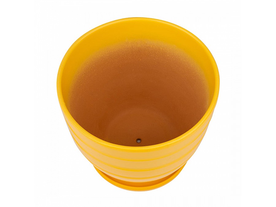 Керамический горшок с подставкой, 4,7л., Д210 Ш210 В200, желтый