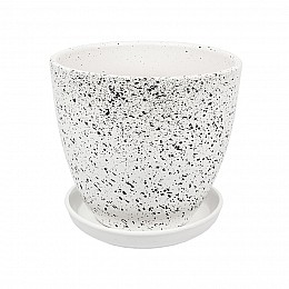 Керамический горшок Терраццо с подставкой, 2,4 л., Д175 Ш175 В158, белый