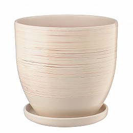 Керамический горшок с подставкой Волна, 4,7л., Д210 Ш210 В200, бежевый