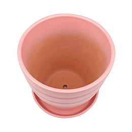 Керамический горшок с подставкой, 2,4л., Д175 Ш175 В160, коралловый